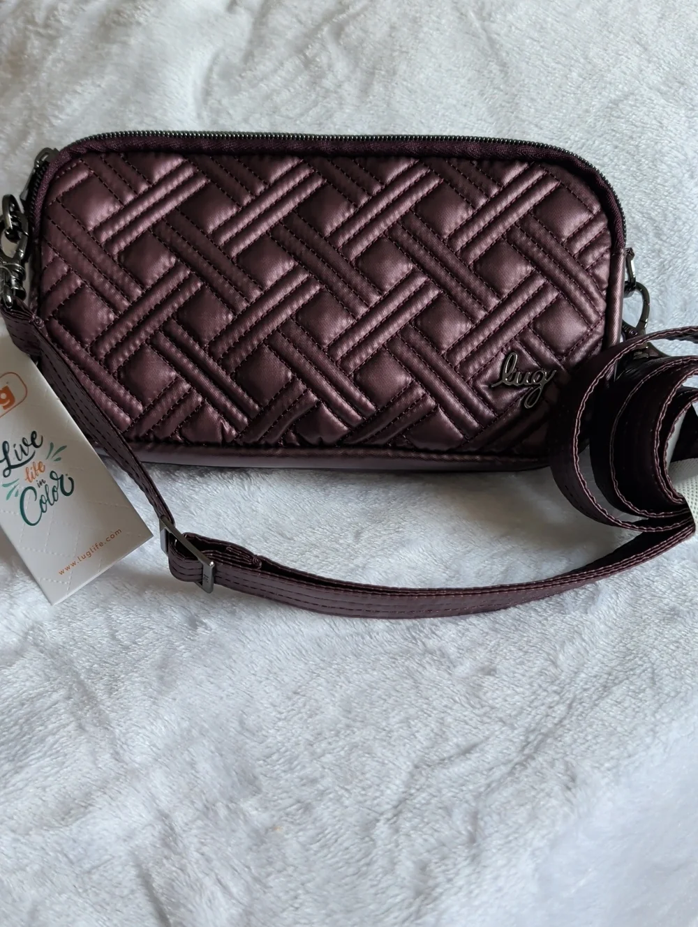 lug Quilted Crossbody Bag - Plum/Burgundy